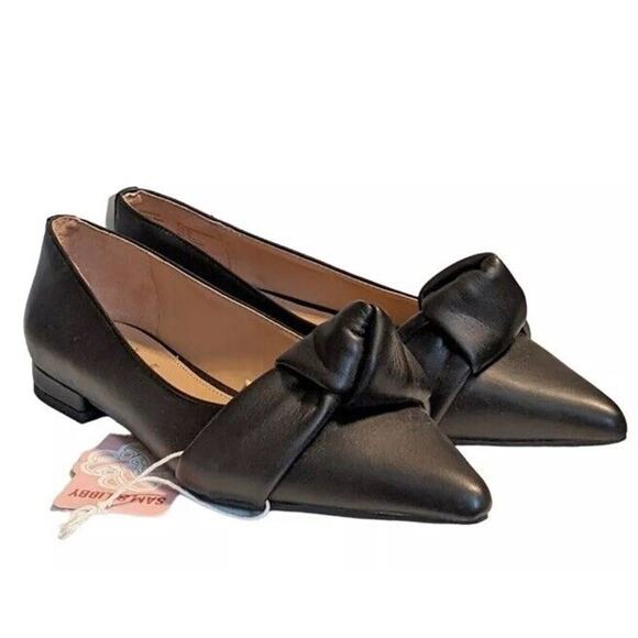 Sam & Libby Women's Laurena Pointed Toe Knotted Flats Black Size: 10 Shoes - Picture 8 of 8